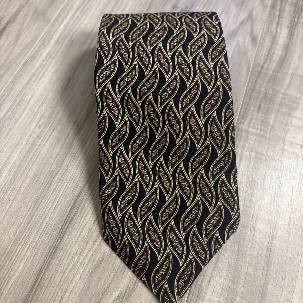 Ferrell Reed Black Gold Maroon 100%  Silk Men’s Tie